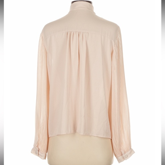 Zara Blush Tie Neck Blouse with Pleated Sleeves - Picture 2 of 5